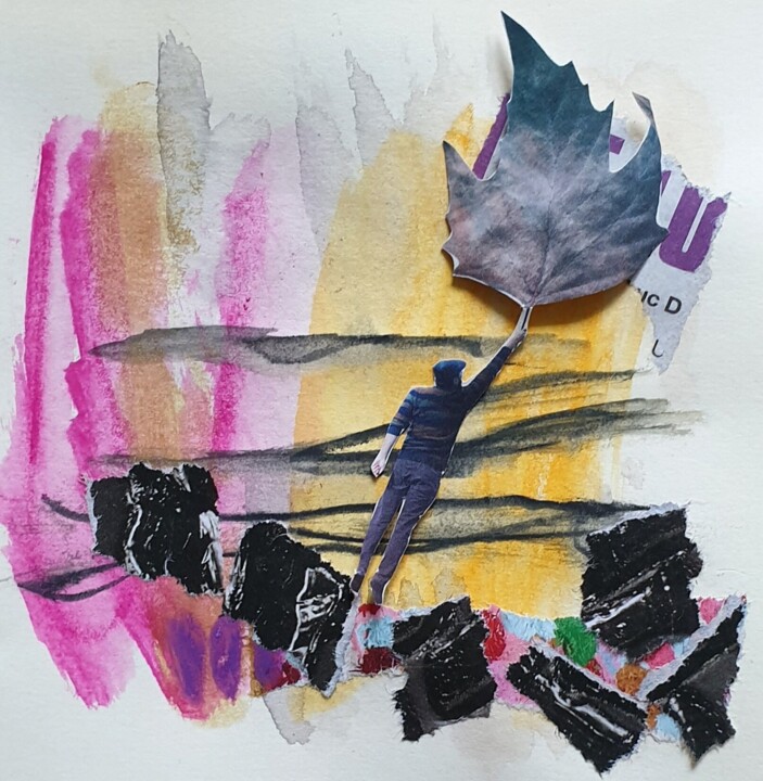 Collages intitulée "Seconde évasion" par Julie Verhague, Œuvre d'art originale, Collages