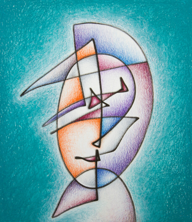 Clown Mask, celadon green 图画, 7.2x6.2 in