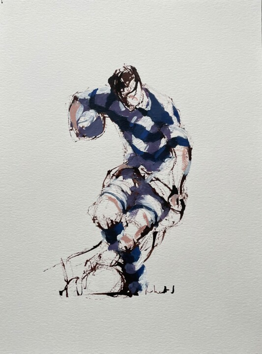 Peinture rugby 绘画, 13.8x9.8 in