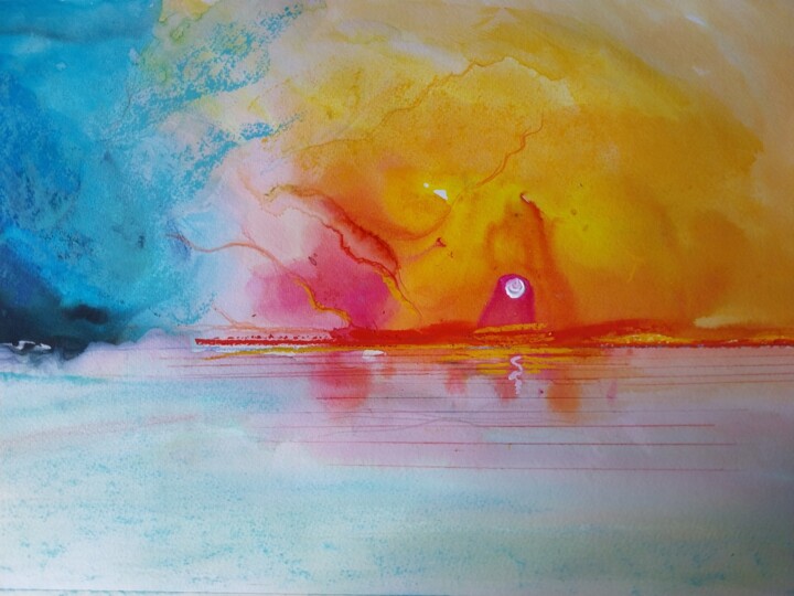 Sunset 1 绘画, 12.8x19.7 in