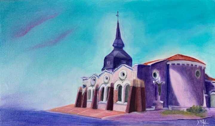 Vieux Boucau "l'Eglise" 绘画, 9.5x16.1 in