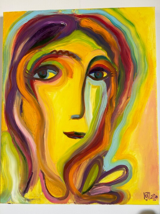 Yellow Girl. 绘画, 19.7x15.8 in