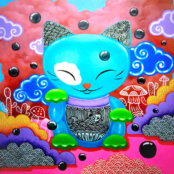 Lucky Cat #2 绘画, 39.4x39.4 in