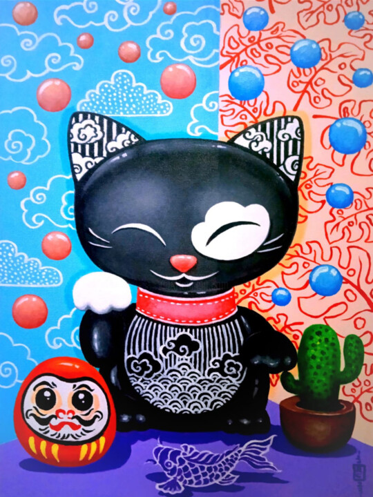 Lucky Cat #3 Schilderij, 31,5x23,6 in