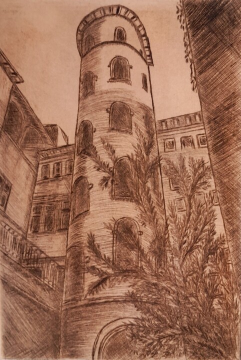 La Tour Rose Vieux Lyon 印花与版画, 5.9x3.9 in