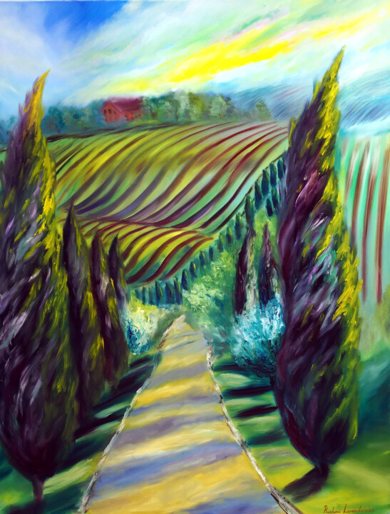 Under the Tuscan Sun in Italy Painting, 48x36 in