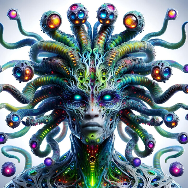 Medusa: Cosmic Bloom of Bioluminescent Tendrils 数字艺术