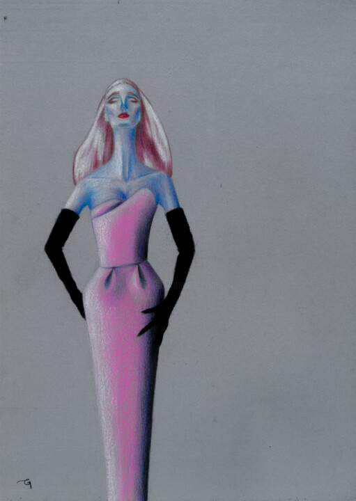 Pink Dress 图画, 11.4x8.3 in