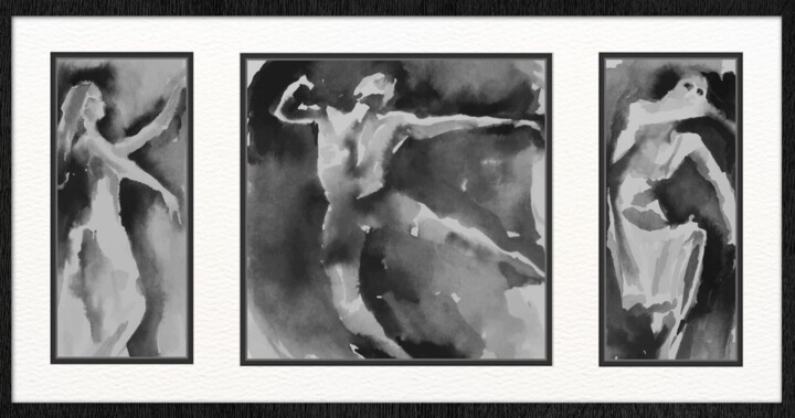 Painting titled "Strength" by Andjela Milosevic, Original Artwork, Ink Mounted on Wood Panel