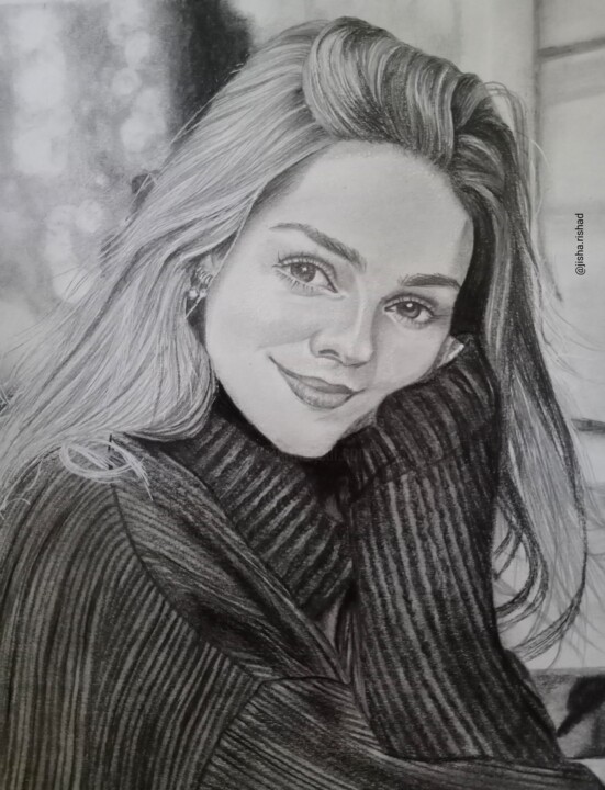 Drawing titled "Beauty" by Jisha Rishad, Original Artwork, Graphite