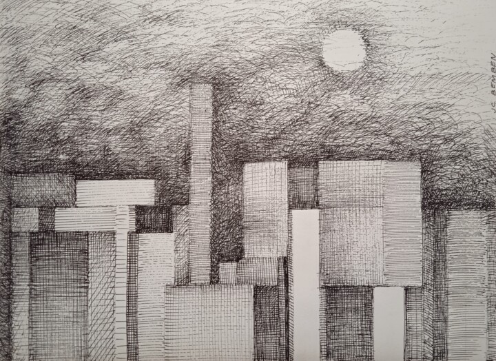 La ville cubiste 图画, 7.9x10.6 in
