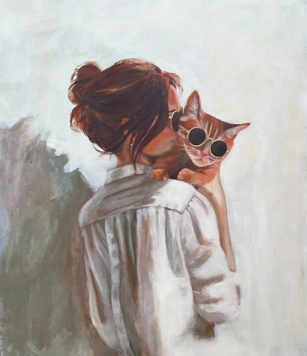 Sun-Kissed Harmony: A Portrait of Love and Light 绘画, 27.6x23.6 in