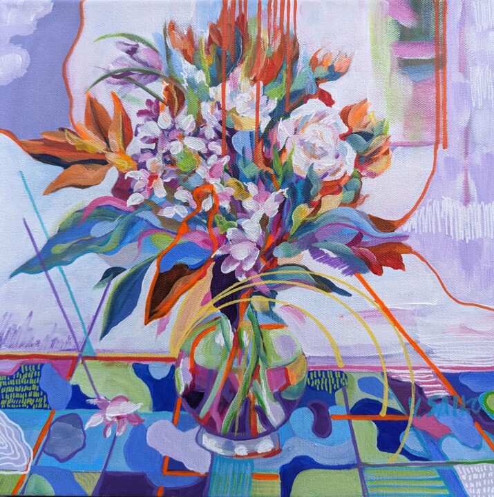 Peinture intitulée "Vibrant Bouquet" par Vera Saiko, Œuvre d'art originale, Acrylique Monté sur Châssis en bois