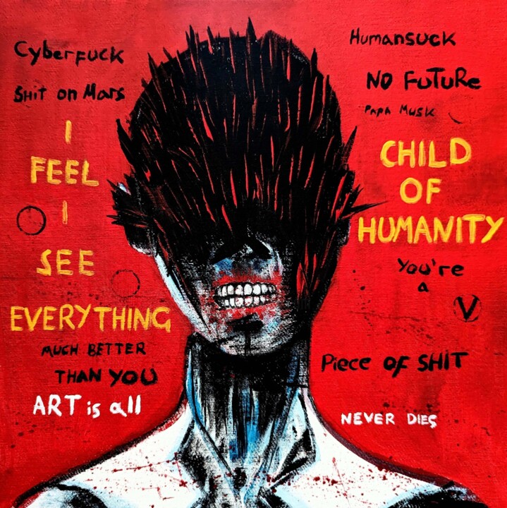 Painting titled "Message From the Fu…" by Vaxo Lang, Original Artwork, Acrylic