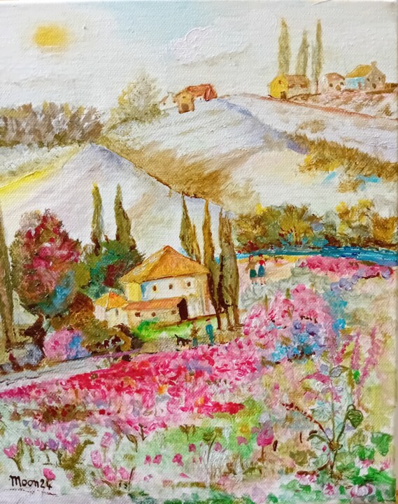 les couleurs du printemps 绘画, 11.8x9.8 in