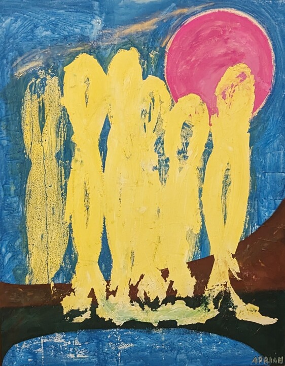 Fünf Freunde und das gekränkte Ich 绘画, 39.4x31.5 in