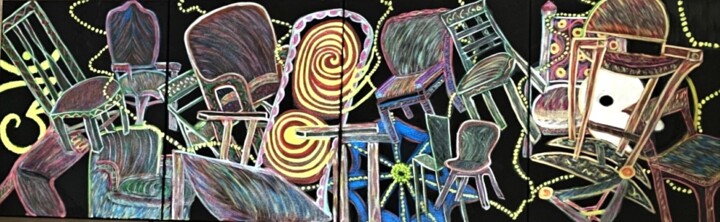 The Buddha and You and You and ... 绘画, 18x60 in