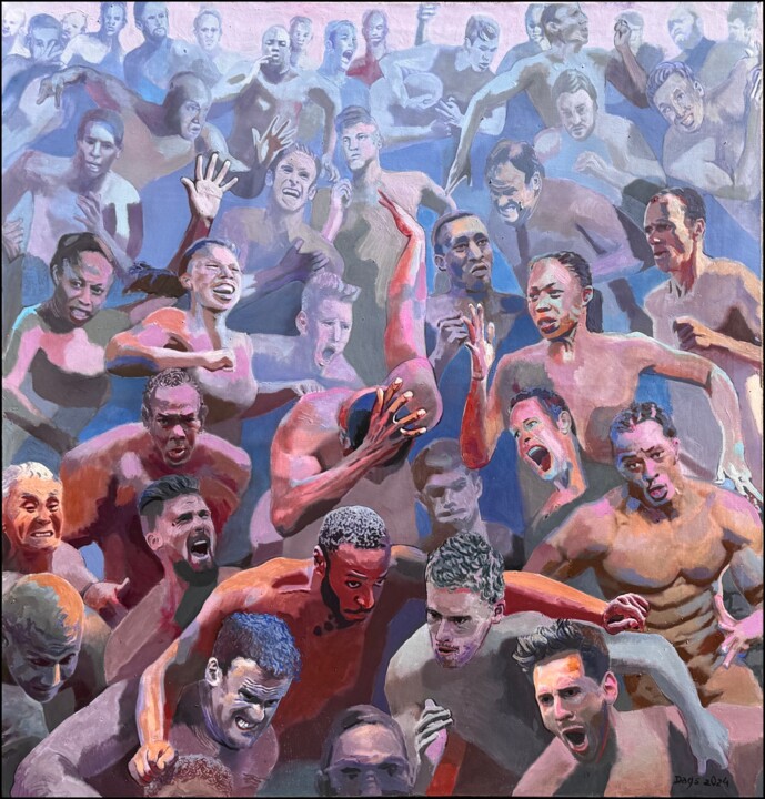 RUNNING TO WESTERN EUROPEAN PORRIDGE 绘画, 43.3x43.3 in
