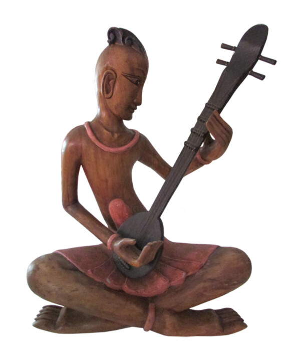 MUSICIAN, INDIAN LUTE Sculpture, 23.6x18.1 in