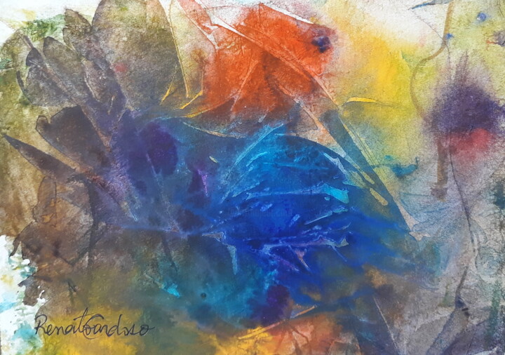 Peinture intitulée "Rumo à luz" par Renato Cardoso, Œuvre d'art originale, Aquarelle