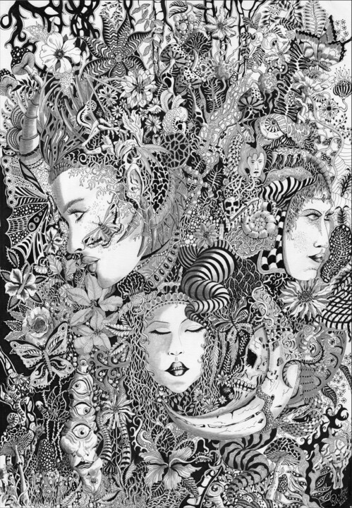 Visages 图画, 27.6x19.7 in