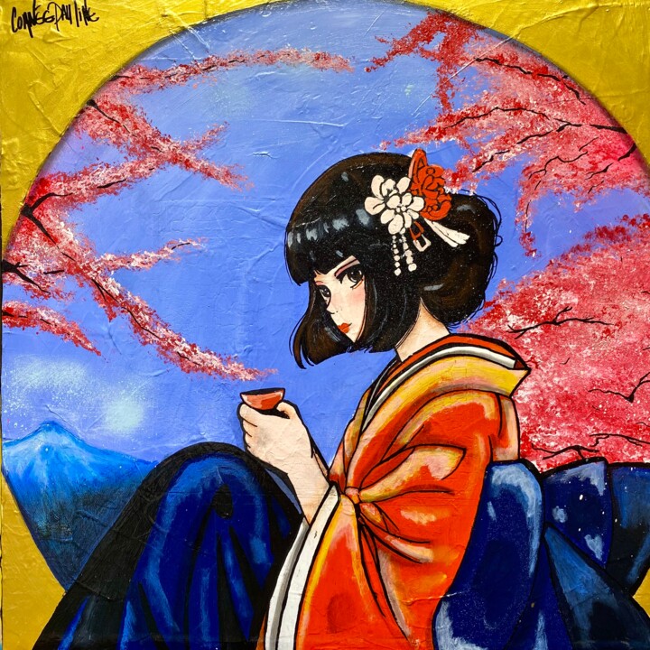 View of cherry trees 绘画, 19.7x19.7 in