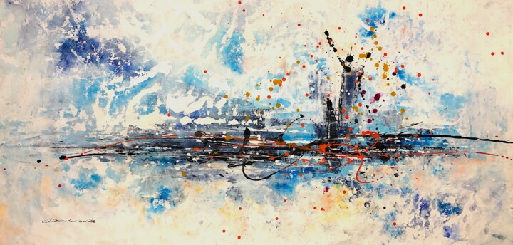 Peinture intitulée "I feel in blue" par Dam Domido, Œuvre d'art originale, Acrylique