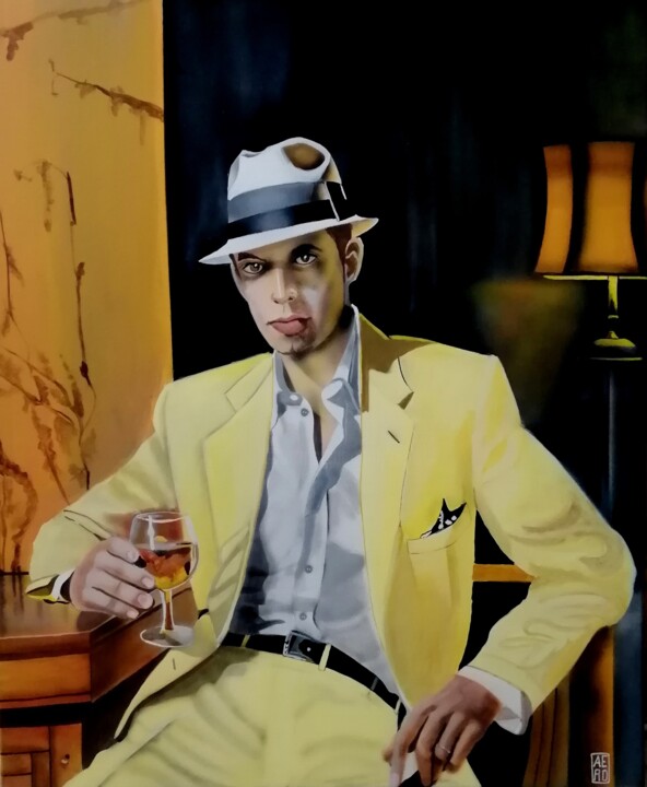 L'homme en jaune 绘画, 28.7x23.6 in