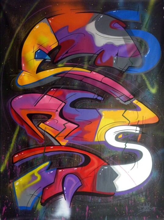 Peinture intitulée "100 titres 112" par Saname, Œuvre d'art originale, Bombe aérosol