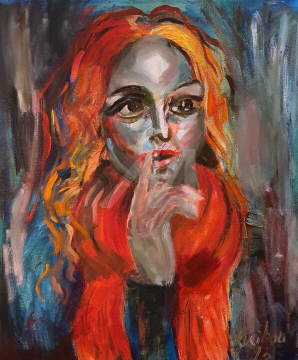 Portrait of a WOMAN with a red hair 绘画, 23.6x19.7 in