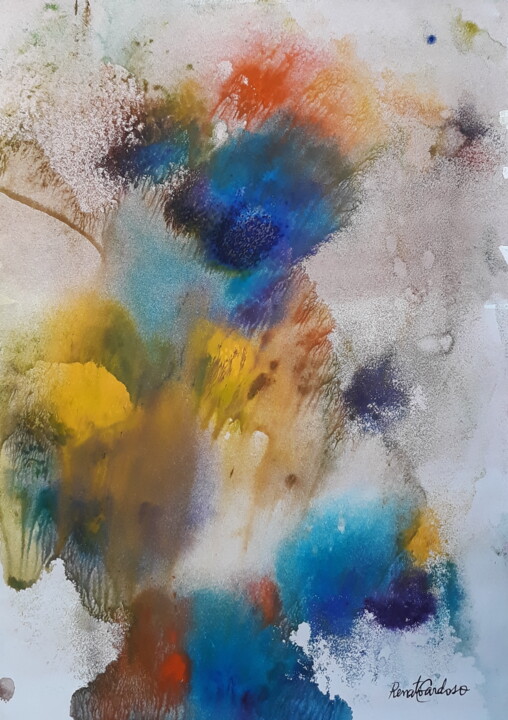 Peinture intitulée "Azul hegemônico" par Renato Cardoso, Œuvre d'art originale, Aquarelle