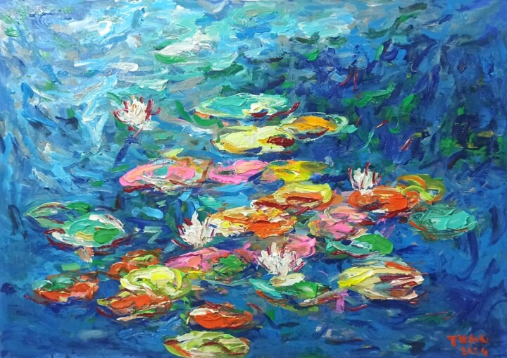 Colorful water lily 2 绘画, 33.5x47.2 in