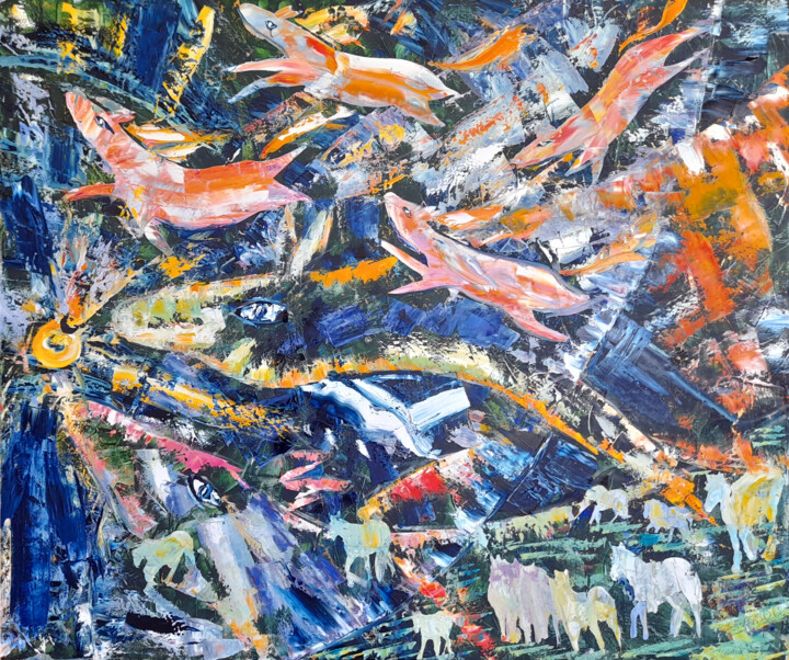 Прикосновение мерцающего мира 绘画, 43.3x51.2 in