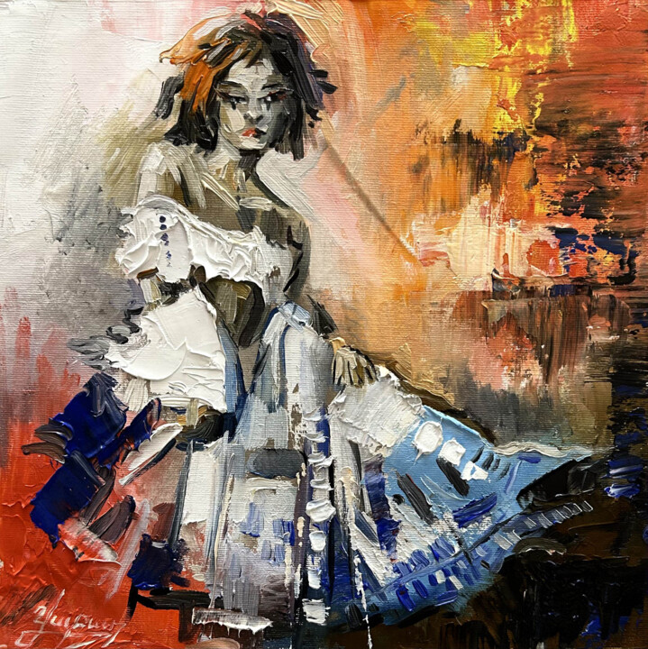 「Echoes of Solitude」というタイトルの絵画 Vahe Bagumyanによって, オリジナルのアートワーク, オイル ウッドストレッチャーフレームにマウント