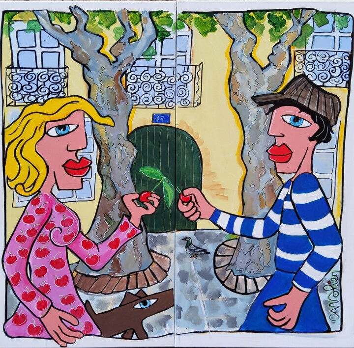 Rencontre fortuite autour d’une cerise de Céret 绘画, 39.4x39.4 in