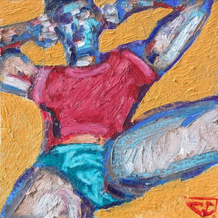 Le sable est chaud 绘画, 3.9x3.9 in