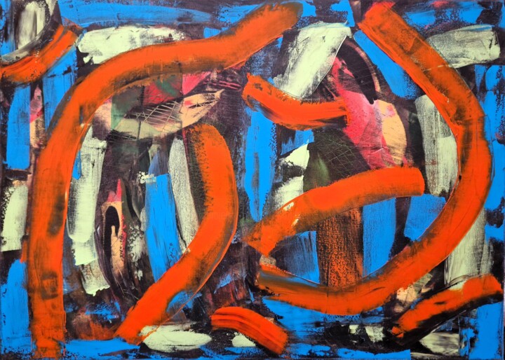 Malerei mit dem Titel "Netze" von Bina Sommer, Original-Kunstwerk, Öl Auf Keilrahmen aus Holz montiert