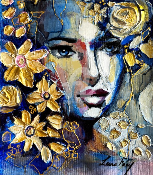 Golden Petals 绘画, 10.2x8.3 in