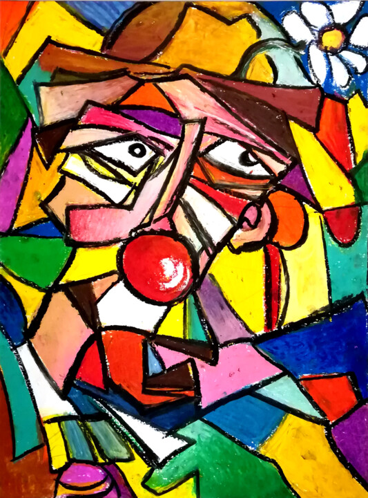 CLOWN A LA FLEUR 图画, 15.8x11.8 in