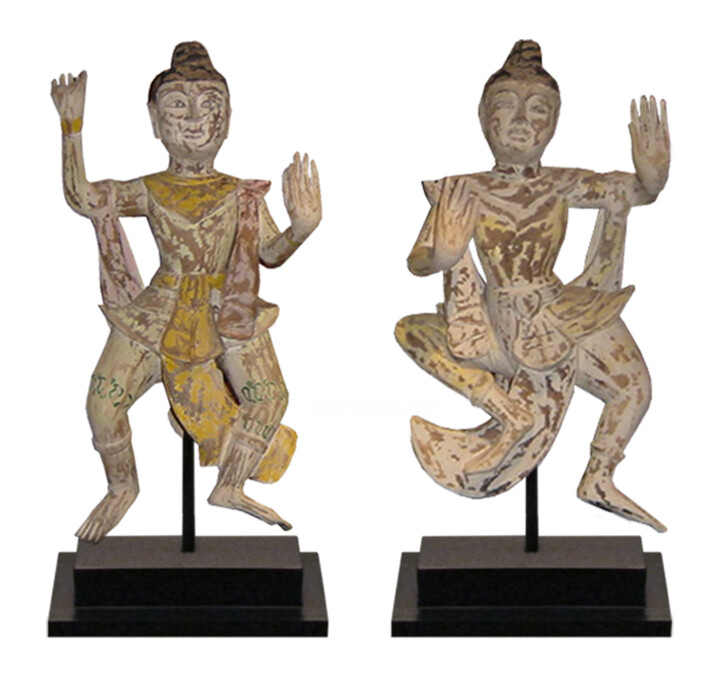 SET OF 2 BURMESE DANCER Escultura, 22,1x22,1 in
