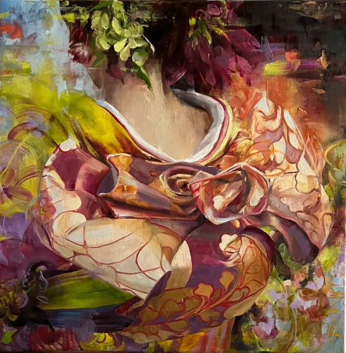 ORIENTAL IMAGERY - GIRL IN KIMONO Schilderij, 19,7x19,7 in