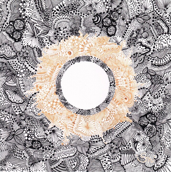 Drawing titled "PENSEES DIVINES 2" by Nadine Stoeltzlen, Original Artwork, Ink
