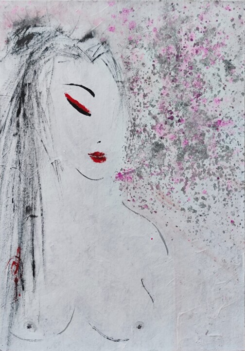 Geisha's spring 绘画, 8.3x5.8 in