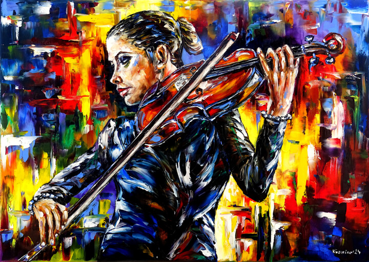 The Violinist 미술작품, 19.7x27.6 in
