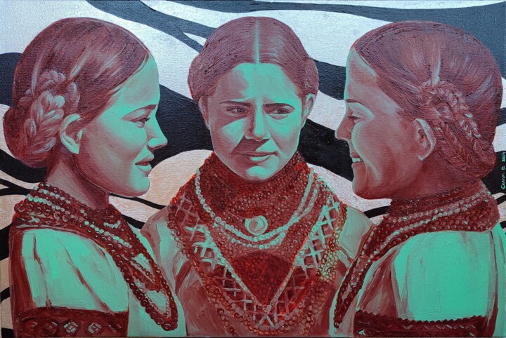 Girls talk 绘画, 15.8x23.6 in