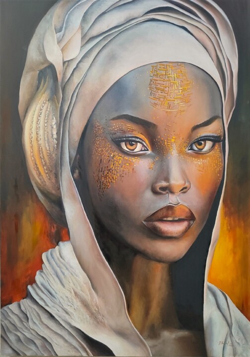 African girl 绘画, 39.4x27.6 in