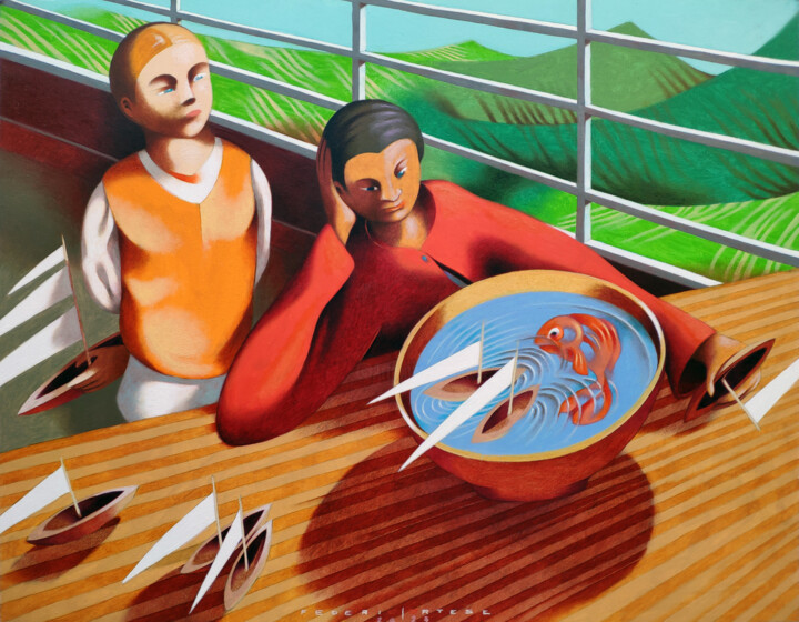 Painting titled "A lazy afternoon 2" by Federico Cortese, Original Artwork, Oil