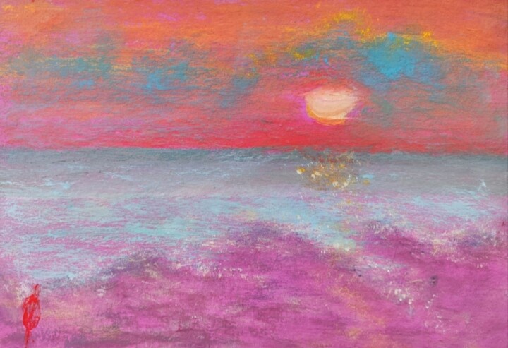 Bonbon sunset Painting, 5.9x8.3 in