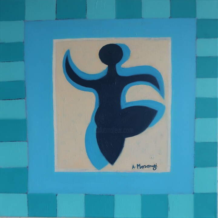 BLUE TANGO 绘画, 23.6x23.6 in