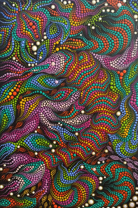 Peinture intitulée "Shrimp" par Oxana Lazari, Œuvre d'art originale, Acrylique Monté sur Châssis en bois